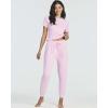 Real Essentials 2 Pack: Women’s Ribbed Knit Lounge Sets – Short Sleeve Top with Jogger Sweatpants(With Jogger Set 3)