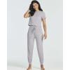 Real Essentials 2 Pack: Women’s Ribbed Knit Lounge Sets – Short Sleeve Top with Jogger Sweatpants(With Jogger Set 4)
