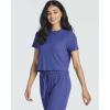 Real Essentials 2 Pack: Women’s Ribbed Knit Lounge Sets – Short Sleeve Top with Jogger Sweatpants(With Jogger Set 4)