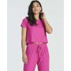 Real Essentials 2 Pack: Women’s Ribbed Knit Lounge Sets – Short Sleeve Top with Jogger Sweatpants(With Jogger Set 5)