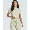 Real Essentials 2 Pack: Women’s Ribbed Knit Lounge Sets – Short Sleeve Top with Jogger Sweatpants(With Jogger Set 6)