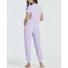Real Essentials 2 Pack: Women’s Ribbed Knit Lounge Sets – Short Sleeve Top with Jogger Sweatpants(With Jogger Set 7)
