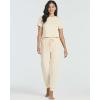 Real Essentials 2 Pack: Women’s Ribbed Knit Lounge Sets – Short Sleeve Top with Jogger Sweatpants(With Jogger Set 8)