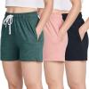 Real Essentials 3 Pack: Women’s Cotton French Terry Shorts Pockets – Casual Athletic Lounge (Available in Plus)(Set 7)