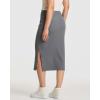 Real Essentials 3 Pack: Women’s Midi Ribbed Knit Skirt with Side Slit – Stretchy Work Business Casual Pencil Pull-On Skirts(Set 1)