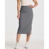 Real Essentials 3 Pack: Women’s Midi Ribbed Knit Skirt with Side Slit – Stretchy Work Business Casual Pencil Pull-On Skirts(Set 1)