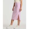 Real Essentials 3 Pack: Women’s Midi Ribbed Knit Skirt with Side Slit – Stretchy Work Business Casual Pencil Pull-On Skirts(Set 2)