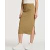 Real Essentials 3 Pack: Women’s Midi Ribbed Knit Skirt with Side Slit – Stretchy Work Business Casual Pencil Pull-On Skirts(Set 6)