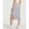Real Essentials 3 Pack: Women’s Midi Ribbed Knit Skirt with Side Slit – Stretchy Work Business Casual Pencil Pull-On Skirts(Set 8)