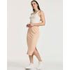 Real Essentials 3 Pack: Women’s Midi Ribbed Knit Skirt with Side Slit – Stretchy Work Business Casual Pencil Pull-On Skirts(Set 8)