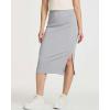 Real Essentials 3 Pack: Women’s Midi Ribbed Knit Skirt with Side Slit – Stretchy Work Business Casual Pencil Pull-On Skirts(Set 8)