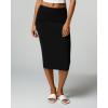 Real Essentials 3 Pack: Womens Soft Midi Skirt – High Waisted Pencil Work Office Business Casual Skirts with Back Slit Plus(Set 5)