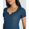 Real Essentials 4 Pack: Women’s Soft Ribbed Knit Split Neck T-Shirt – Casual Office Summer Top (Available in Plus)(Set 1)