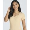 Real Essentials 4 Pack: Women’s Soft Ribbed Knit Split Neck T-Shirt – Casual Office Summer Top (Available in Plus)(Set 4)