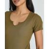 Real Essentials 4 Pack: Women’s Soft Ribbed Knit Split Neck T-Shirt – Casual Office Summer Top (Available in Plus)(Set 4)
