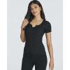 Real Essentials 4 Pack: Women’s Soft Ribbed Knit Split Neck T-Shirt – Casual Office Summer Top (Available in Plus)(Set 5)