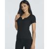 Real Essentials 4 Pack: Women’s Soft Ribbed Knit Split Neck T-Shirt – Casual Office Summer Top (Available in Plus)(Set 6)