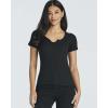 Real Essentials 4 Pack: Women’s Soft Ribbed Knit Split Neck T-Shirt – Casual Office Summer Top (Available in Plus)(Set 7)