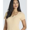 Real Essentials 4 Pack: Women’s Soft Ribbed Knit Split Neck T-Shirt – Casual Office Summer Top (Available in Plus)(Set 8)