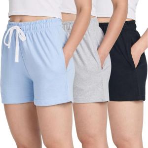 Real Essentials 3 Pack: Women’s Cotton French Terry Shorts Pockets – Casual Athletic Lounge (Available in Plus)(Set 1)