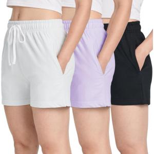 Real Essentials 3 Pack: Women’s Cotton French Terry Shorts Pockets – Casual Athletic Lounge (Available in Plus)(Set 3)