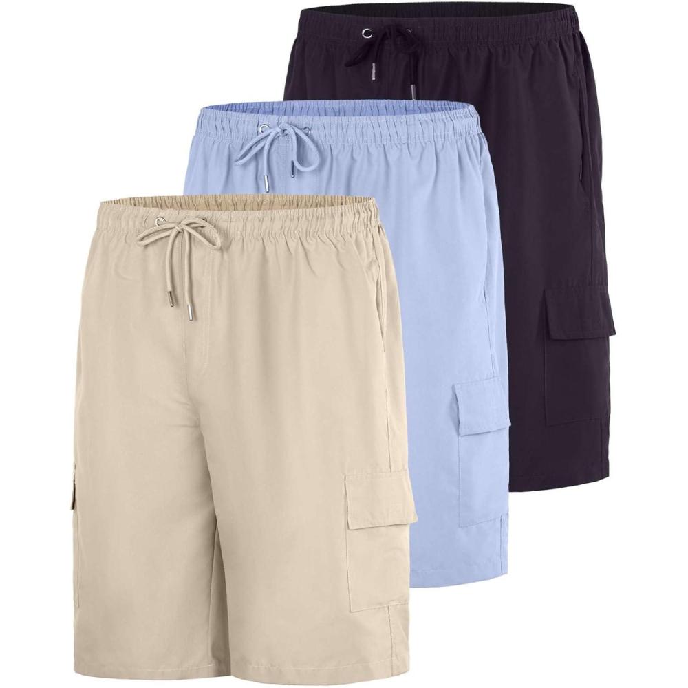 imageReal Essentials 3 Pack Boys Swim Trunks with Cargo Pockets amp Mesh Lining UPF 50Set 6