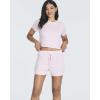 Real Essentials 2 Pack:Women’s Soft Ribbed Knit Crop Top & Short Matching Lounge Set – 4 Piece Summer Sweatsuit(Set 2)