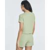 Real Essentials 2 Pack:Women’s Soft Ribbed Knit Crop Top & Short Matching Lounge Set – 4 Piece Summer Sweatsuit(Set 6)