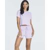 Real Essentials 2 Pack:Women’s Soft Ribbed Knit Crop Top & Short Matching Lounge Set – 4 Piece Summer Sweatsuit(Set 7)