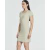 Real Essentials 3 Pack: Women’s Ribbed Mini Dress – Short Sleeve T-Shirt Dress Slim Fit Casual Summer Dress(Solid Black  Solid Burgundy  Solid Desert Sage)