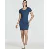Real Essentials 3 Pack: Women’s Ribbed Mini Dress – Short Sleeve T-Shirt Dress Slim Fit Casual Summer Dress(Solid Black  Solid Majolica Blue  Solid Nosegay)