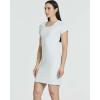 Real Essentials 3 Pack: Women’s Ribbed Mini Dress – Short Sleeve T-Shirt Dress Slim Fit Casual Summer Dress(Solid Black  Solid Martini Olive  Solid Blue Glow)