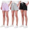 Real Essentials 3 Pack: Womens Cotton French Terry Shorts Pockets Ladies Summer Casual Running Yoga Lounge Walking Athletic Hiking Workout Active Pockets Drawstring Sweat Summer Gym- Set 6, Large