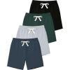 Real Essentials 4 Pack: Boys’ Cotton French Terry Shorts with Pockets for Kids Teens Youth – Sleep Casual Lounge (4-18)(Set 5)