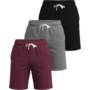 Real Essentials 3 Pack: Men’s Cotton 7″ French Terry Lounge Sweat Shorts – Sleep Casual Shorts Pockets (Big & Tall Available)(Set 7)