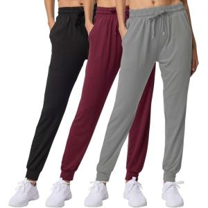 Real Essentials 3 Pack: Women’s Lounge Joggers Sweatpants with Pockets Yoga Running Athletic Workout (Available in Plus Size)(Set 17)