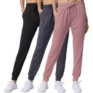 Real Essentials 3 Pack: Women’s Lounge Joggers Sweatpants with Pockets Yoga Running Athletic Workout (Available in Plus Size)(Set 20)