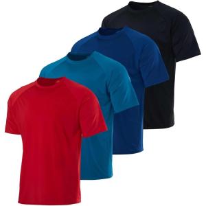 Real Essentials 4 Pack: Boys’ Rash Guard Short Sleeve Swim Shirt UV Sun Protection Fishing & Swimwear Tops for Kids(Short Sleeve Set 4)