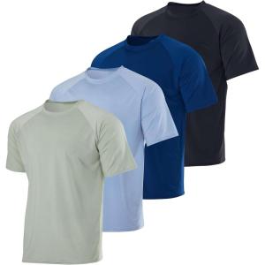 Real Essentials 4 Pack: Boys’ Rash Guard Short Sleeve Swim Shirt UV Sun Protection Fishing & Swimwear Tops for Kids(Short Sleeve Set 5)