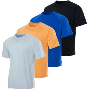 Real Essentials 4 Pack: Boys’ Rash Guard Short Sleeve Swim Shirt UV Sun Protection Fishing & Swimwear Tops for Kids(Short Sleeve Set 6)