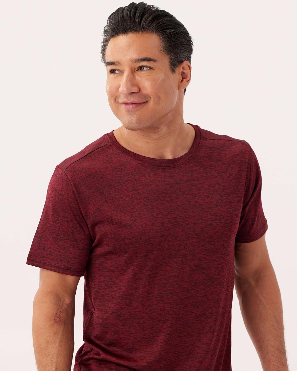 imageReal Essentials 5 Pack Mens DryFit Short Sleeve Crew Neck T Shirts Fitness Running Gym Workout Cool Exercise Athletic TeeSet 12