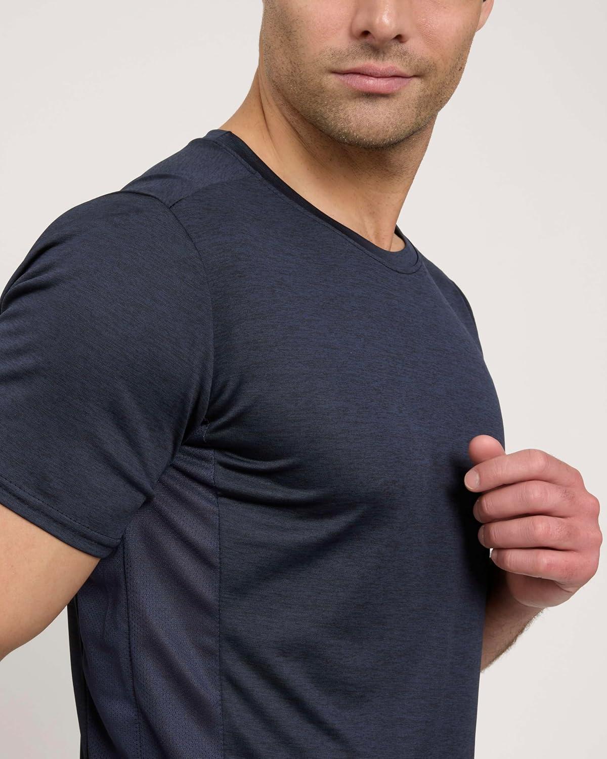 imageReal Essentials 5 Pack Mens DryFit Short Sleeve Crew Neck T Shirts Fitness Running Gym Workout Cool Exercise Athletic TeeSet 12