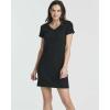 Real Essentials 3 Pack: Women’s Ribbed Knit Short-Sleeve V-Neck Swing T-Shirt Casual Dress (Available in Plus)(Set 1)
