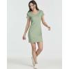 Real Essentials 3 Pack: Women’s Ribbed Knit Short-Sleeve V-Neck Swing T-Shirt Casual Dress (Available in Plus)(Set 1)