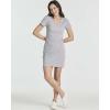 Real Essentials 3 Pack: Women’s Ribbed Knit Short-Sleeve V-Neck Swing T-Shirt Casual Dress (Available in Plus)(Set 2)