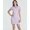 Real Essentials 3 Pack: Women’s Ribbed Knit Short-Sleeve V-Neck Swing T-Shirt Casual Dress (Available in Plus)(Set 3)