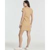 Real Essentials 3 Pack: Women’s Ribbed Knit Short-Sleeve V-Neck Swing T-Shirt Casual Dress (Available in Plus)(Set 3)