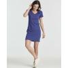 Real Essentials 3 Pack: Women’s Ribbed Knit Short-Sleeve V-Neck Swing T-Shirt Casual Dress (Available in Plus)(Set 4)