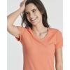 Real Essentials 3 Pack: Women’s Ribbed Knit Short-Sleeve V-Neck Swing T-Shirt Casual Dress (Available in Plus)(Set 4)