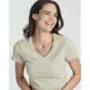 Real Essentials 3 Pack: Women’s Ribbed Knit Short-Sleeve V-Neck Swing T-Shirt Casual Dress (Available in Plus)(Set 5)